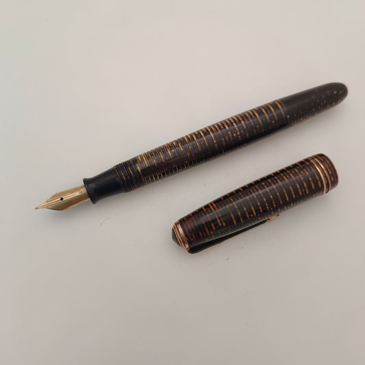 Vintage Parker Vacumatic Brown Gold Striped Fountain Pen