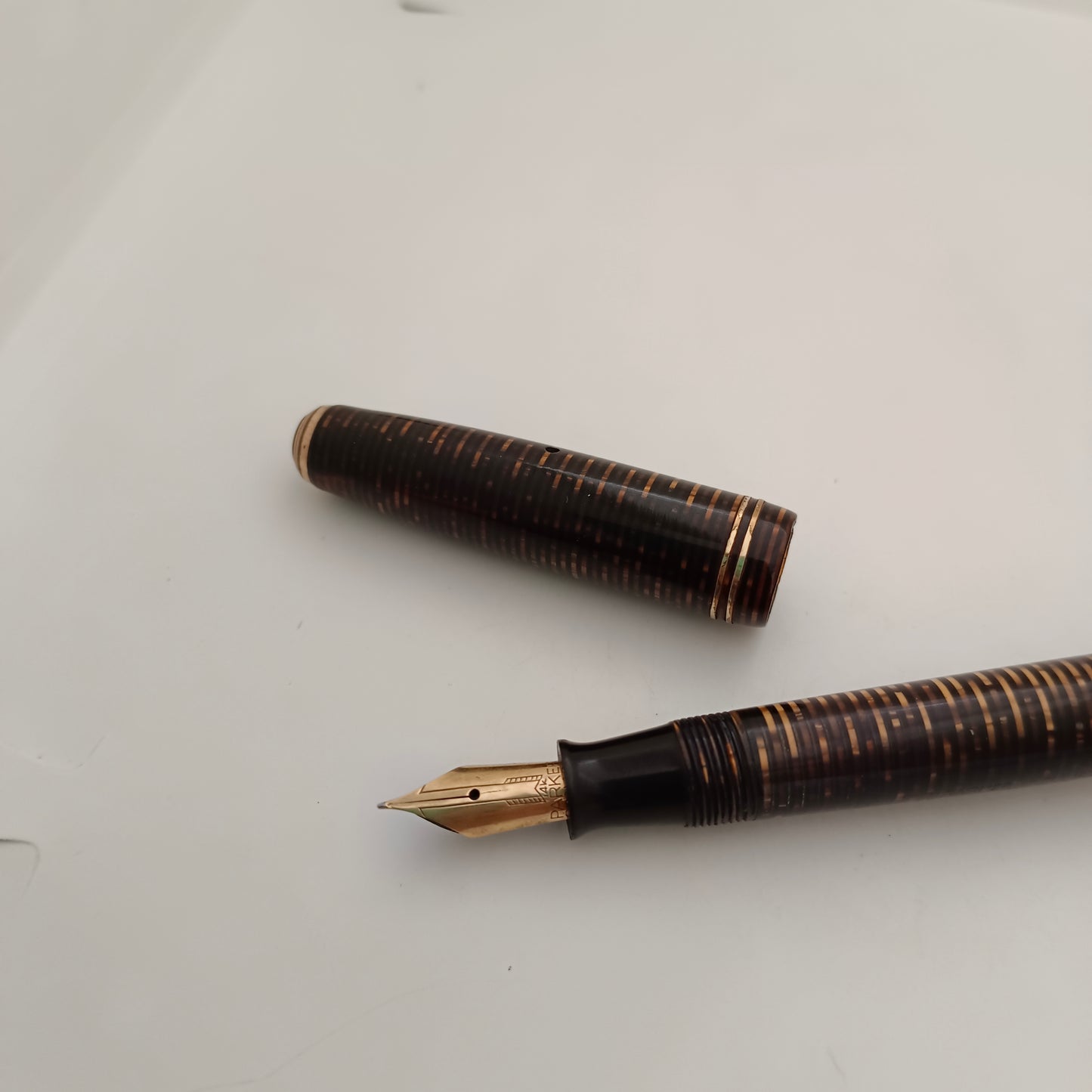 Vintage Parker Vacumatic Brown Gold Striped Fountain Pen