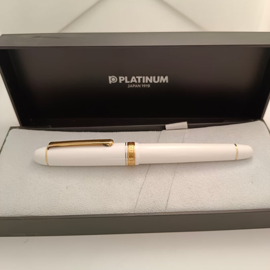 Platinum Century #3776 White Fountain Pen