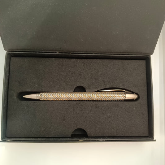 Porsche Design P3110 Steel Gold Tecflex Ball Pen Made In Germany