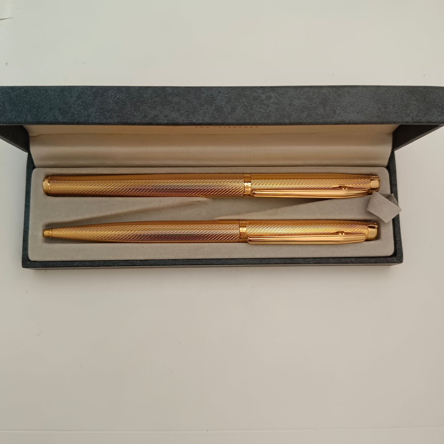 Elysee Finesse Gold Plated Barleycorn Pattern Fountain & Ballpen Set