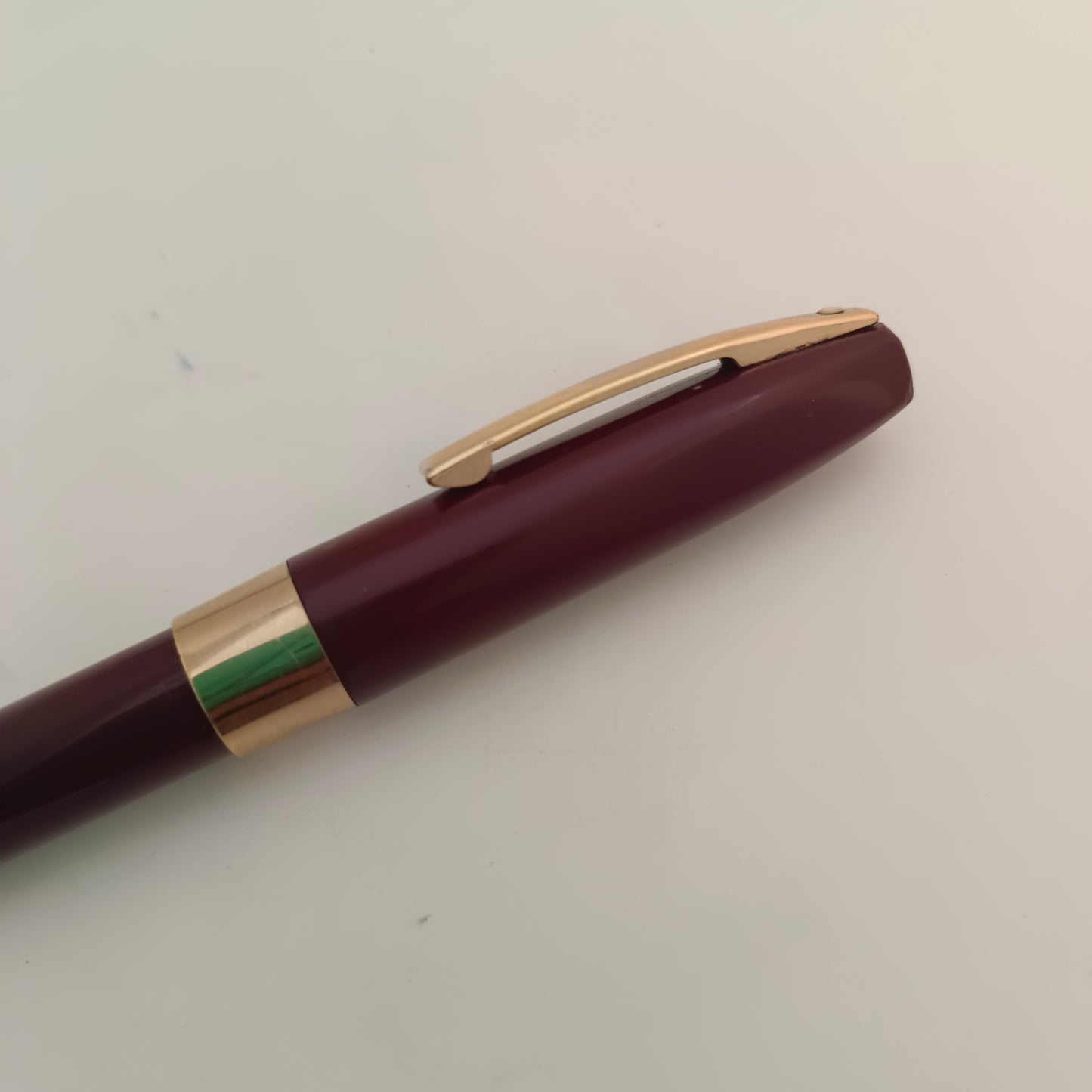 Vintage Sheaffer Imperial Touchdown Burgundy Fountain Pen with Gold Plated Trim