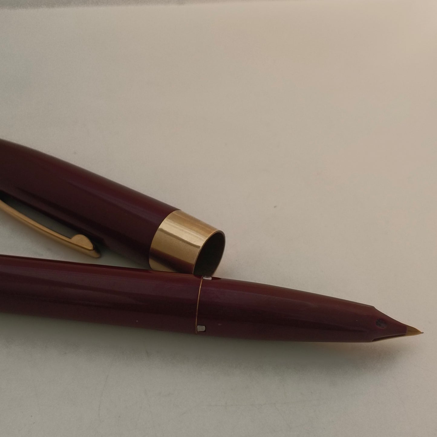 Vintage Sheaffer Imperial Touchdown Burgundy Fountain Pen with Gold Plated Trim