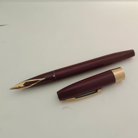 Vintage Sheaffer Imperial Touchdown Burgundy Fountain Pen with Gold Plated Trim