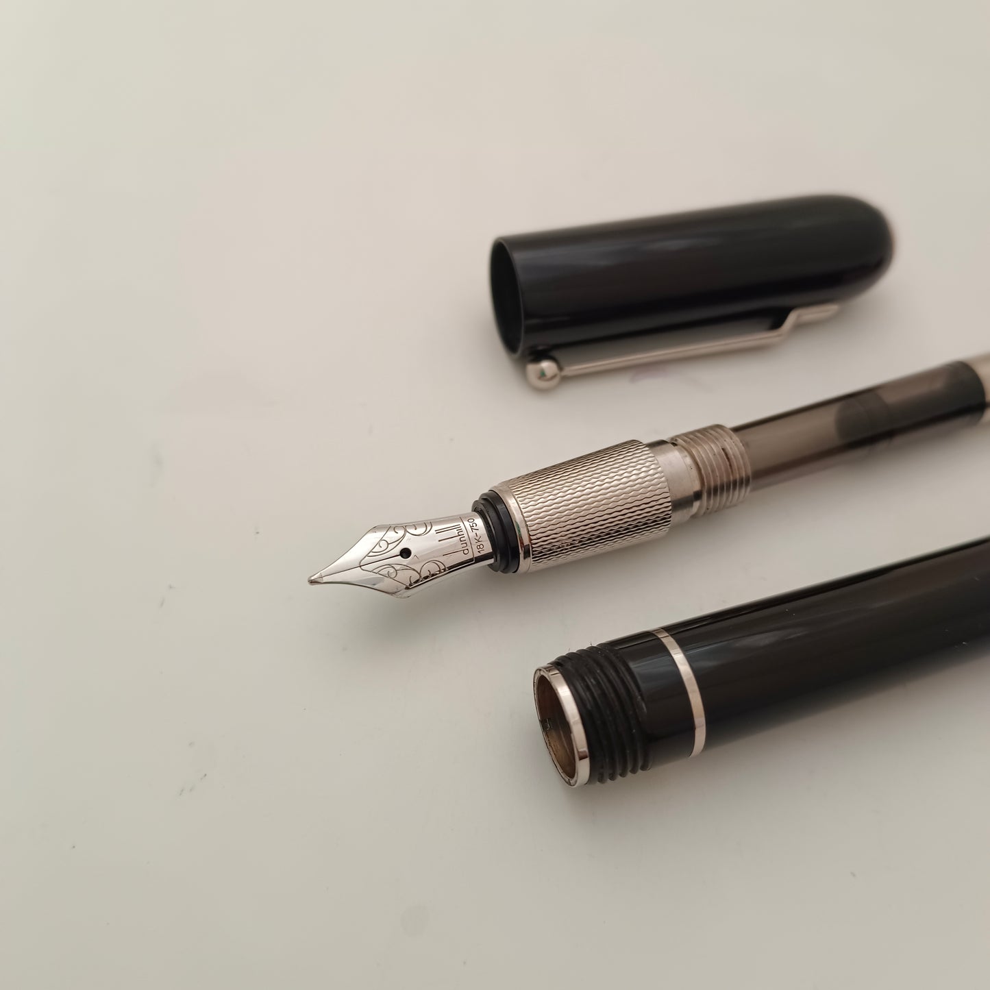 Dunhill Sidecar Black Fountain Pen With Chrome Trim