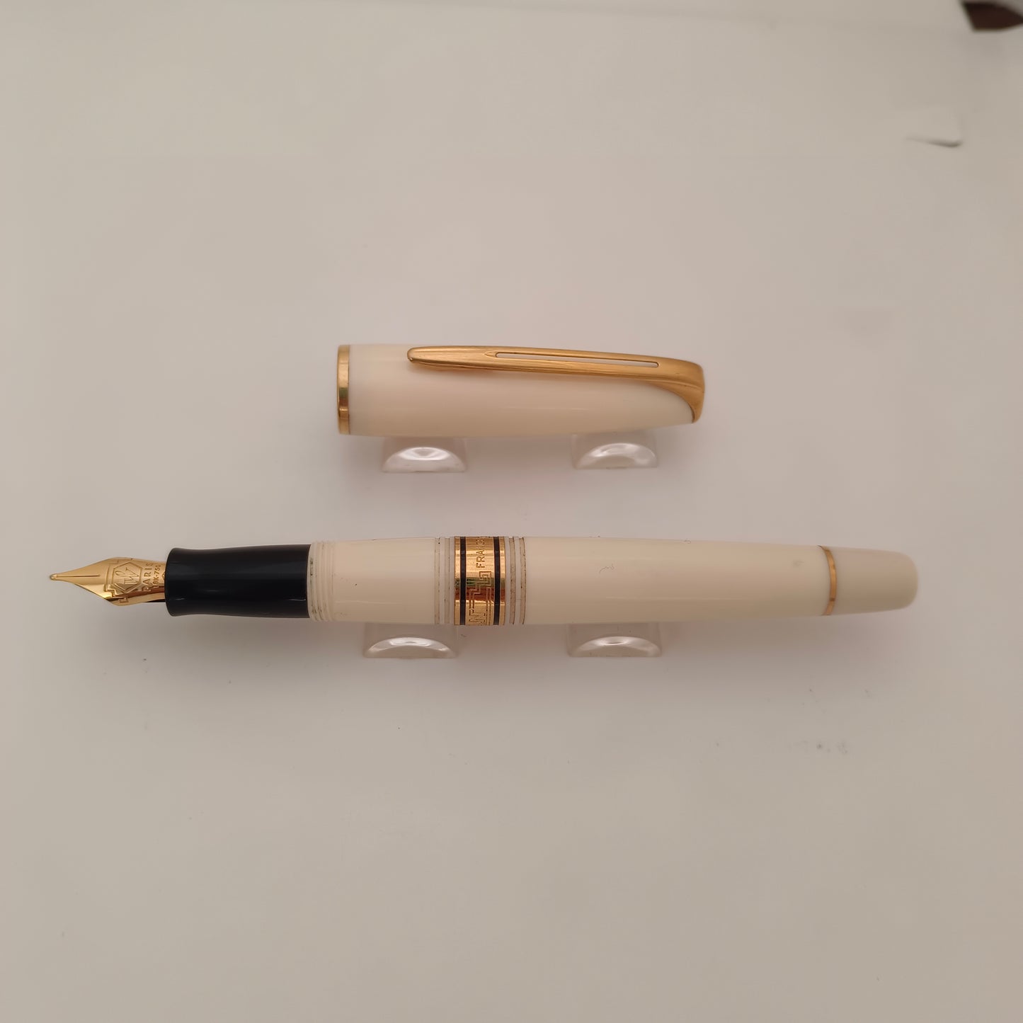 Waterman Charleston Ivory Art Deco Gold Fountain Pen - France