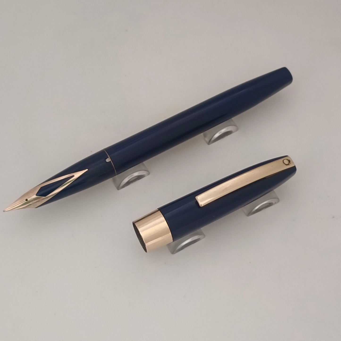 Vintage Sheaffer Imperial Touchdown Blue Fountain Pen with Gold Plated Trim