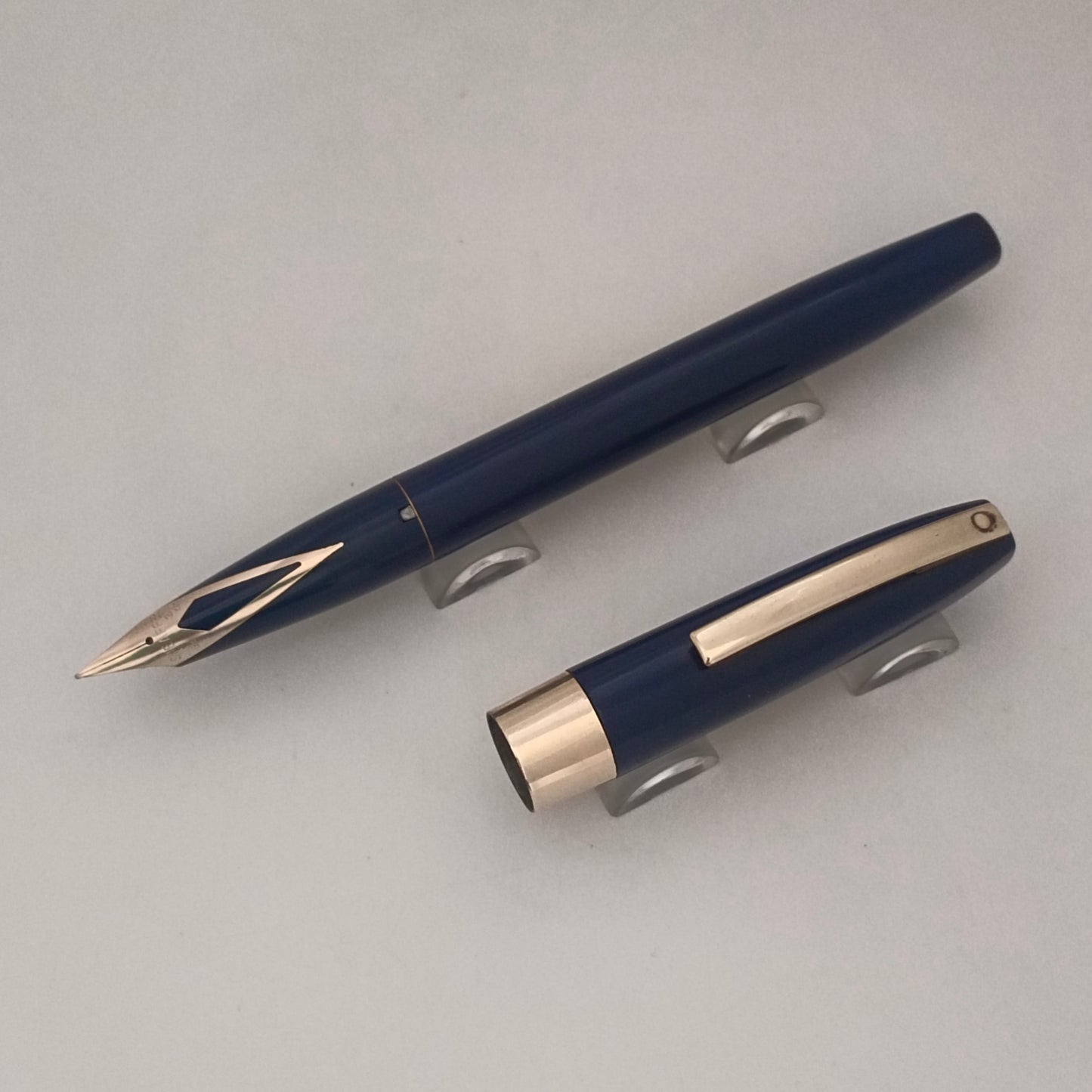 Vintage Sheaffer Imperial Touchdown Blue Fountain Pen with Gold Plated Trim