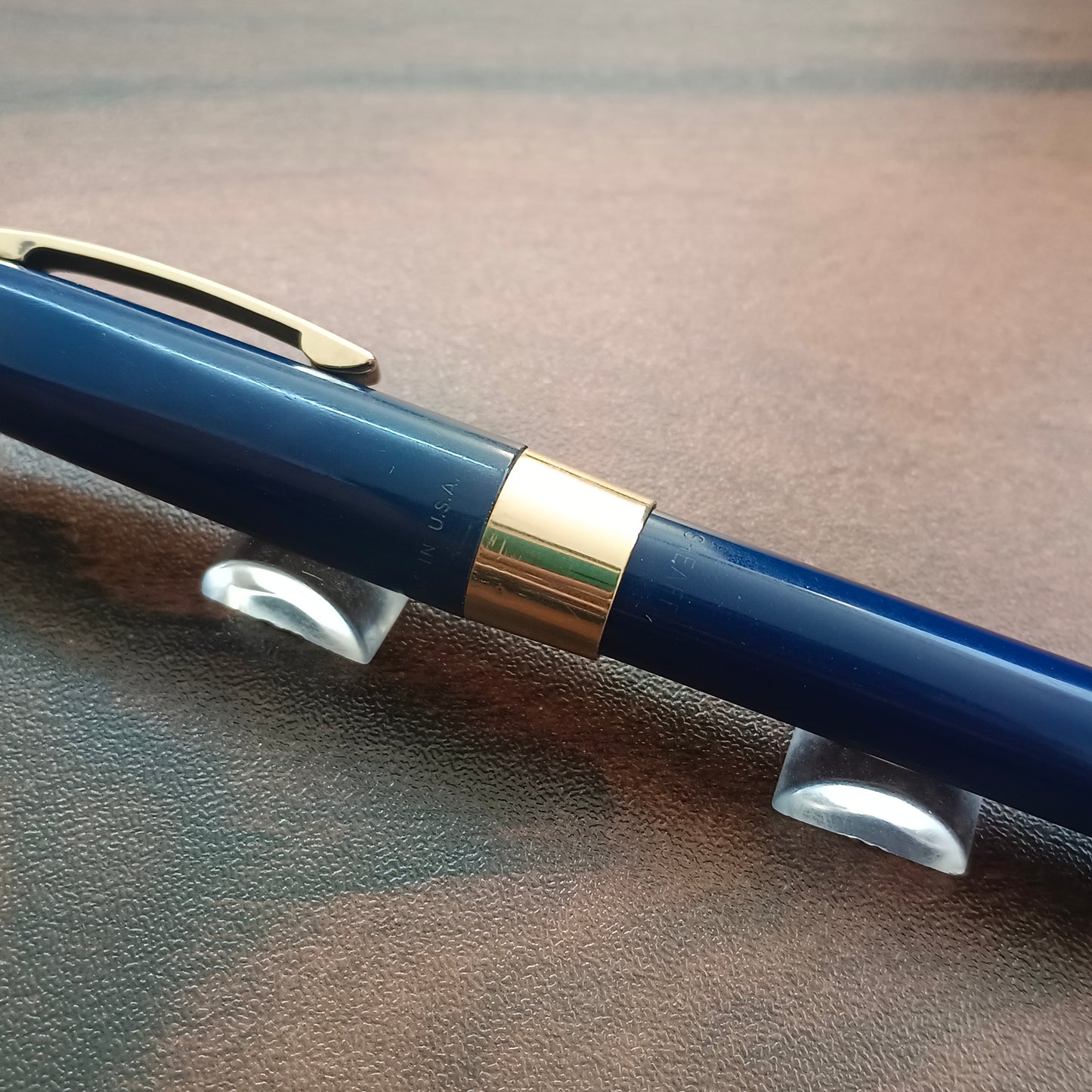 Vintage Sheaffer Imperial Touchdown Blue Fountain Pen with Gold Plated Trim