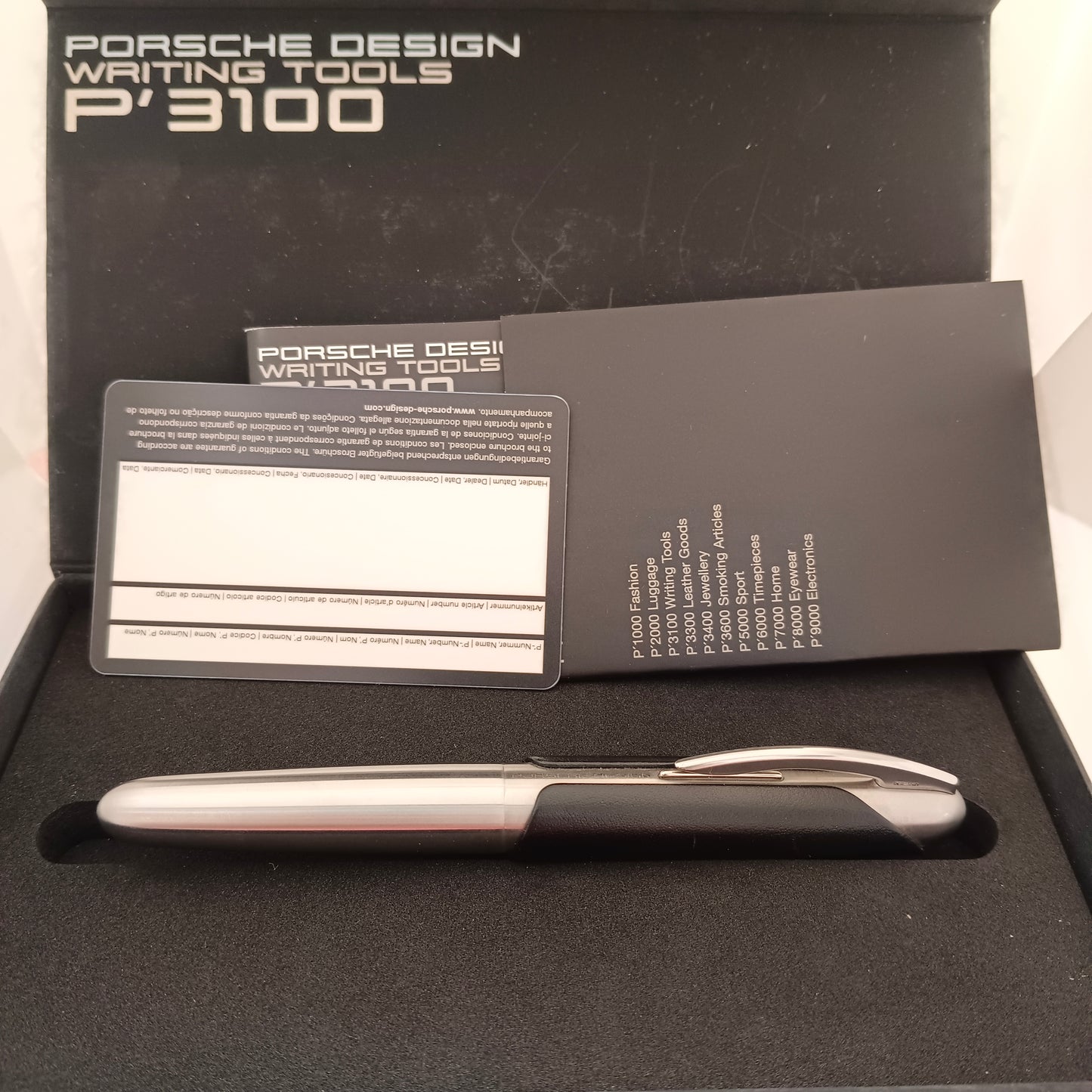 PORSCHE DESIGN P3150 LEATHER BLACK WITH STAINLESS STEEL FOUNTAIN PEN