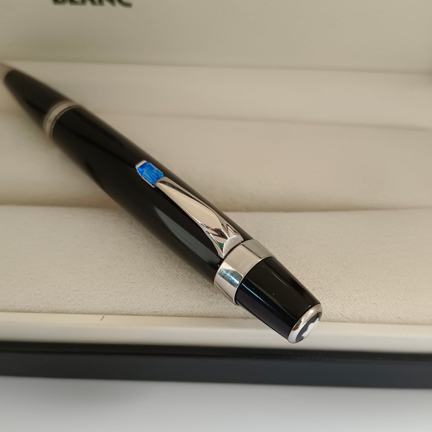 MontBlanc Boheme Ballpoint Pen, Black with Blue stone