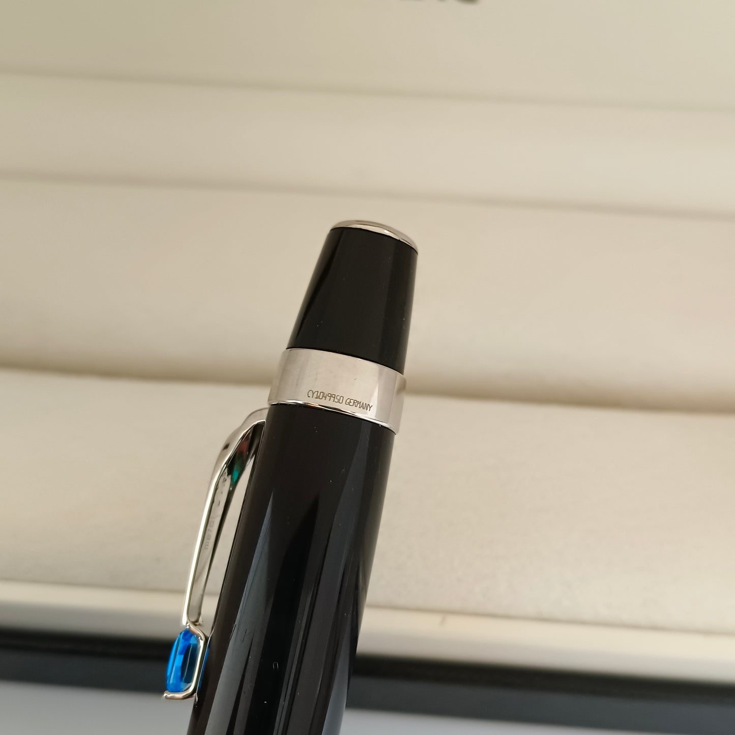 MontBlanc Boheme Ballpoint Pen, Black with Blue stone
