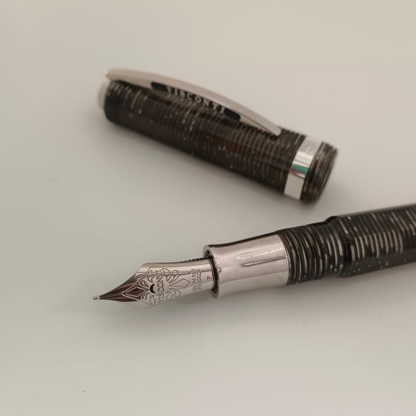 Visconti Wall Street SIlver Pearl Grey Celluloid Fountain Pen