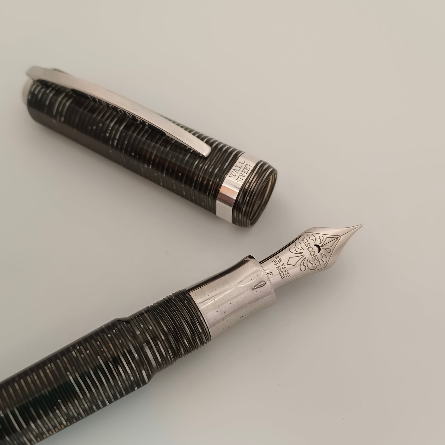 Visconti Wall Street SIlver Pearl Grey Celluloid Fountain Pen