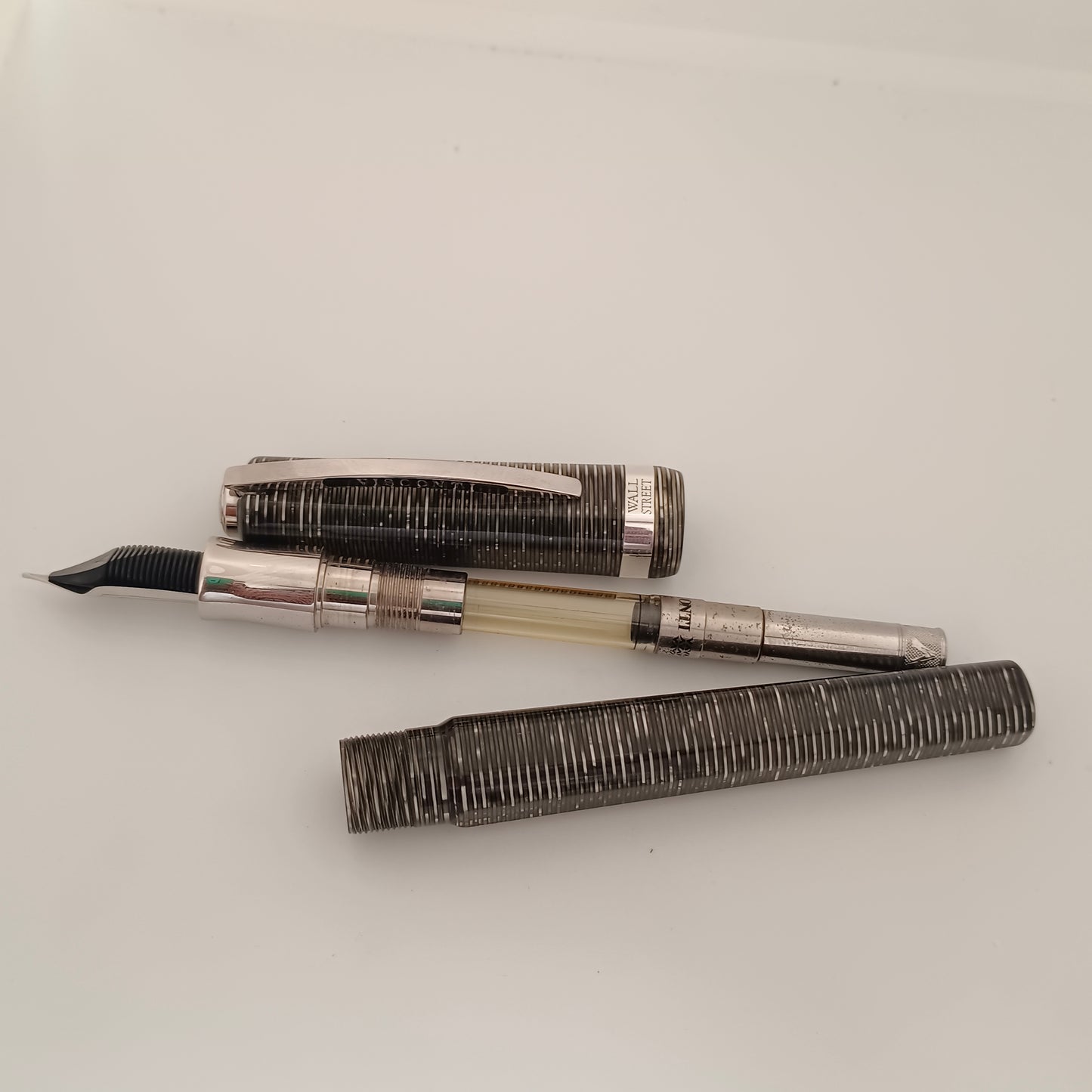 Visconti Wall Street SIlver Pearl Grey Celluloid Fountain Pen