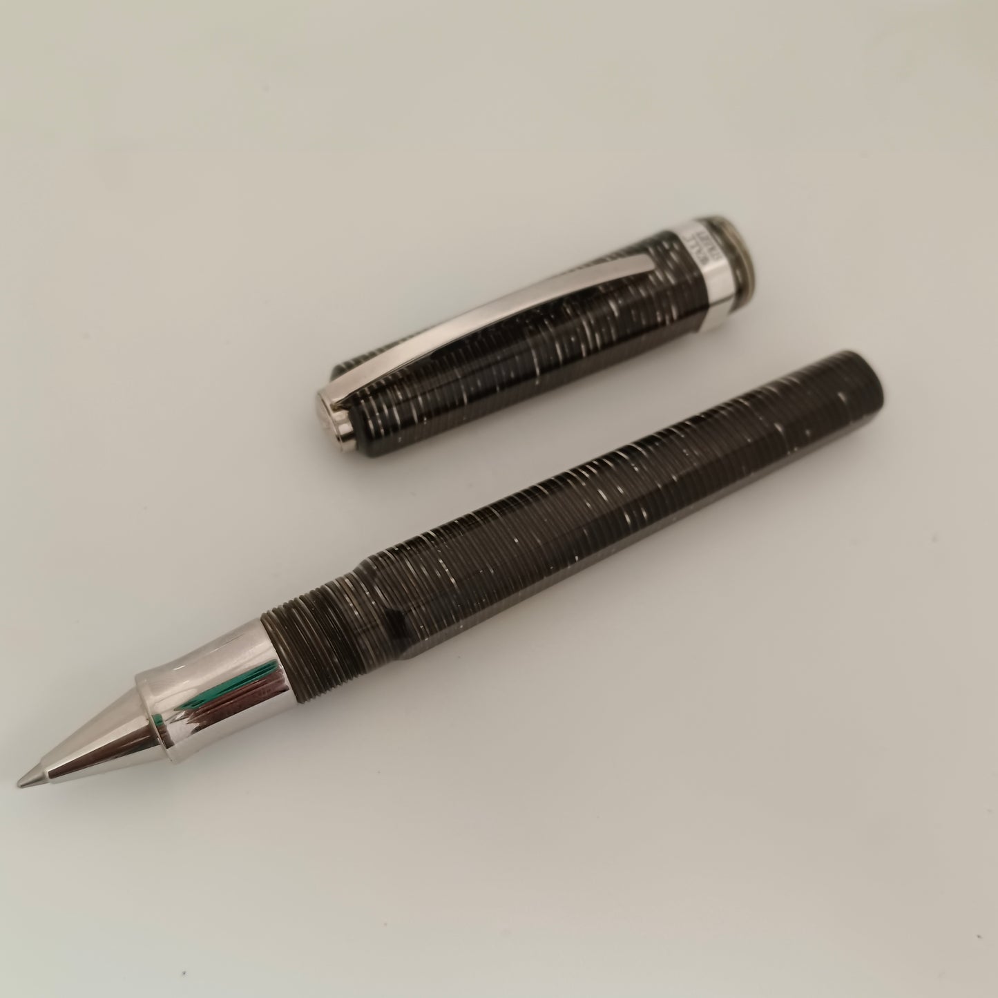 Visconti Wall Street SIlver Pearl Grey Celluloid Rollerball Pen