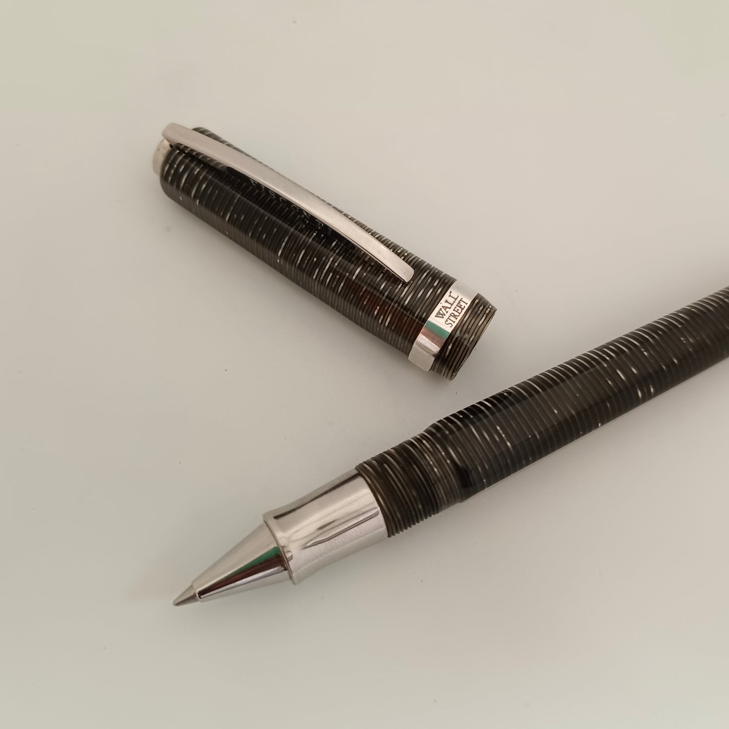 Visconti Wall Street SIlver Pearl Grey Celluloid Rollerball Pen