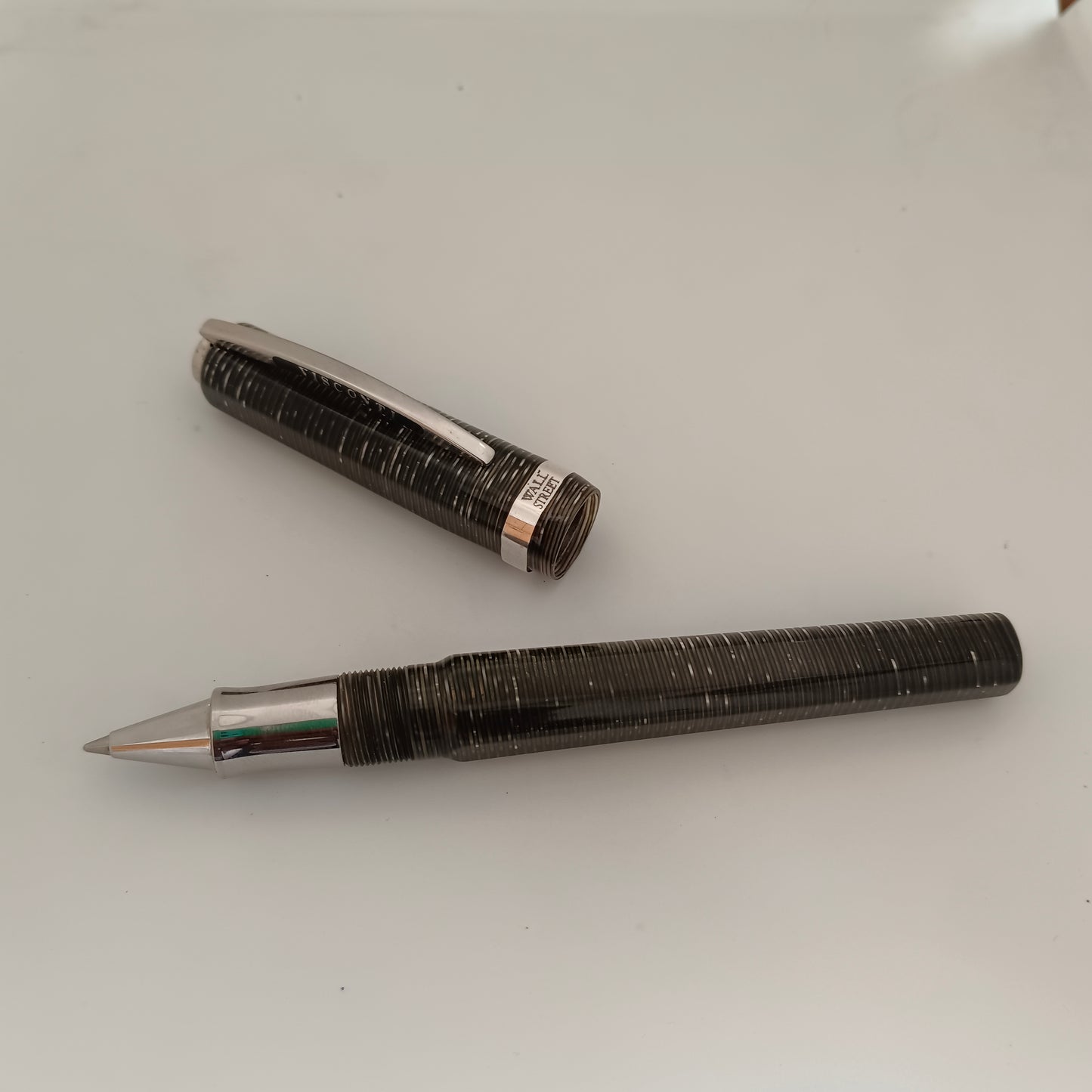 Visconti Wall Street SIlver Pearl Grey Celluloid Rollerball Pen