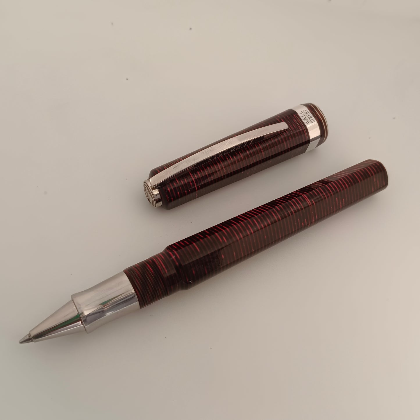 Visconti Wall Street Pearl Red Celluloid Rollerball Pen