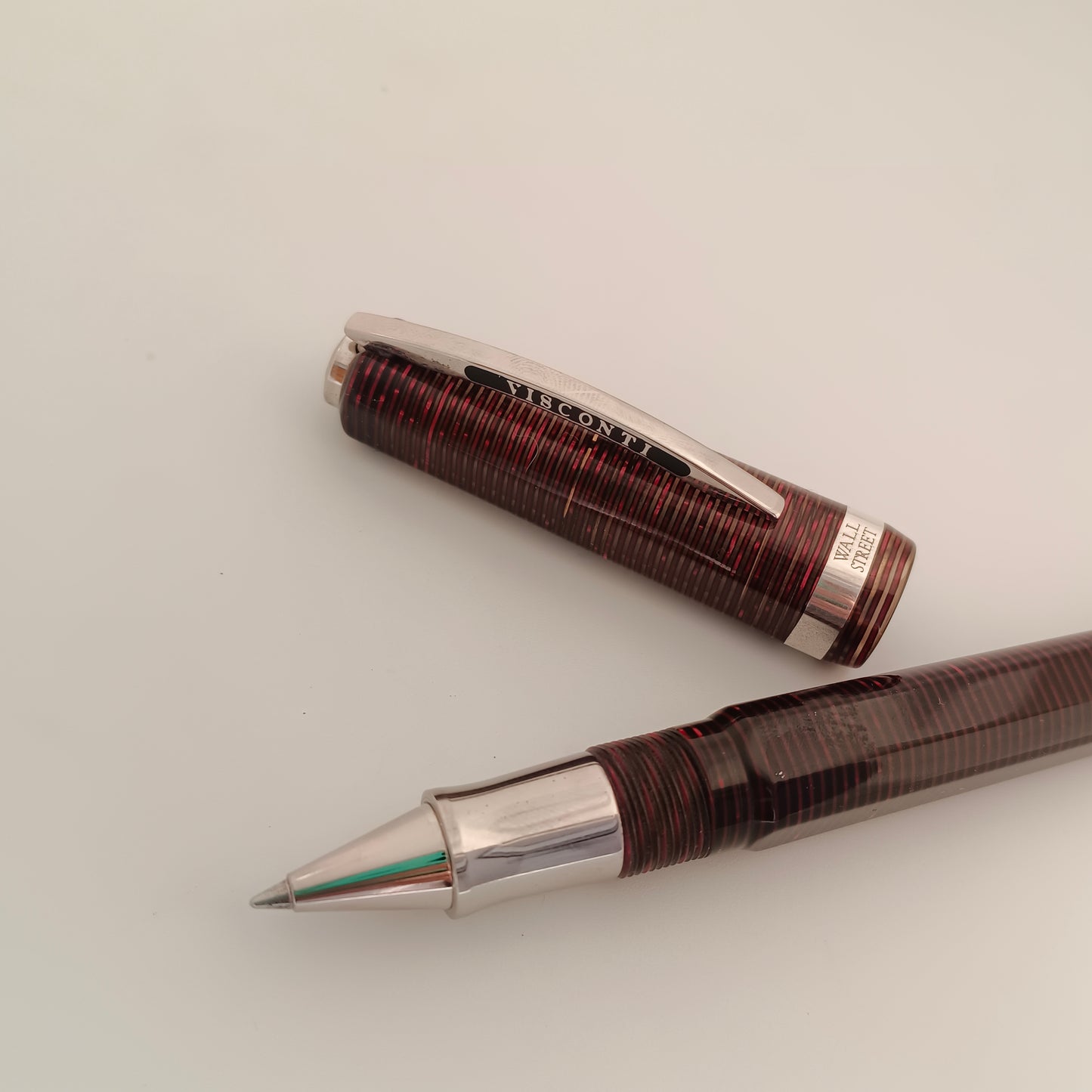 Visconti Wall Street Pearl Red Celluloid Rollerball Pen