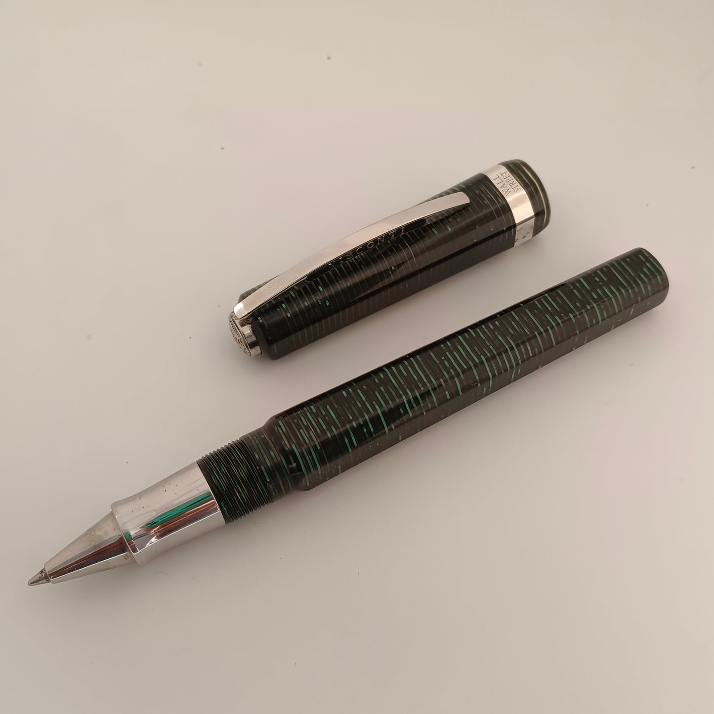 Visconti Wall Street Pearl Green Celluloid Rollerball Pen