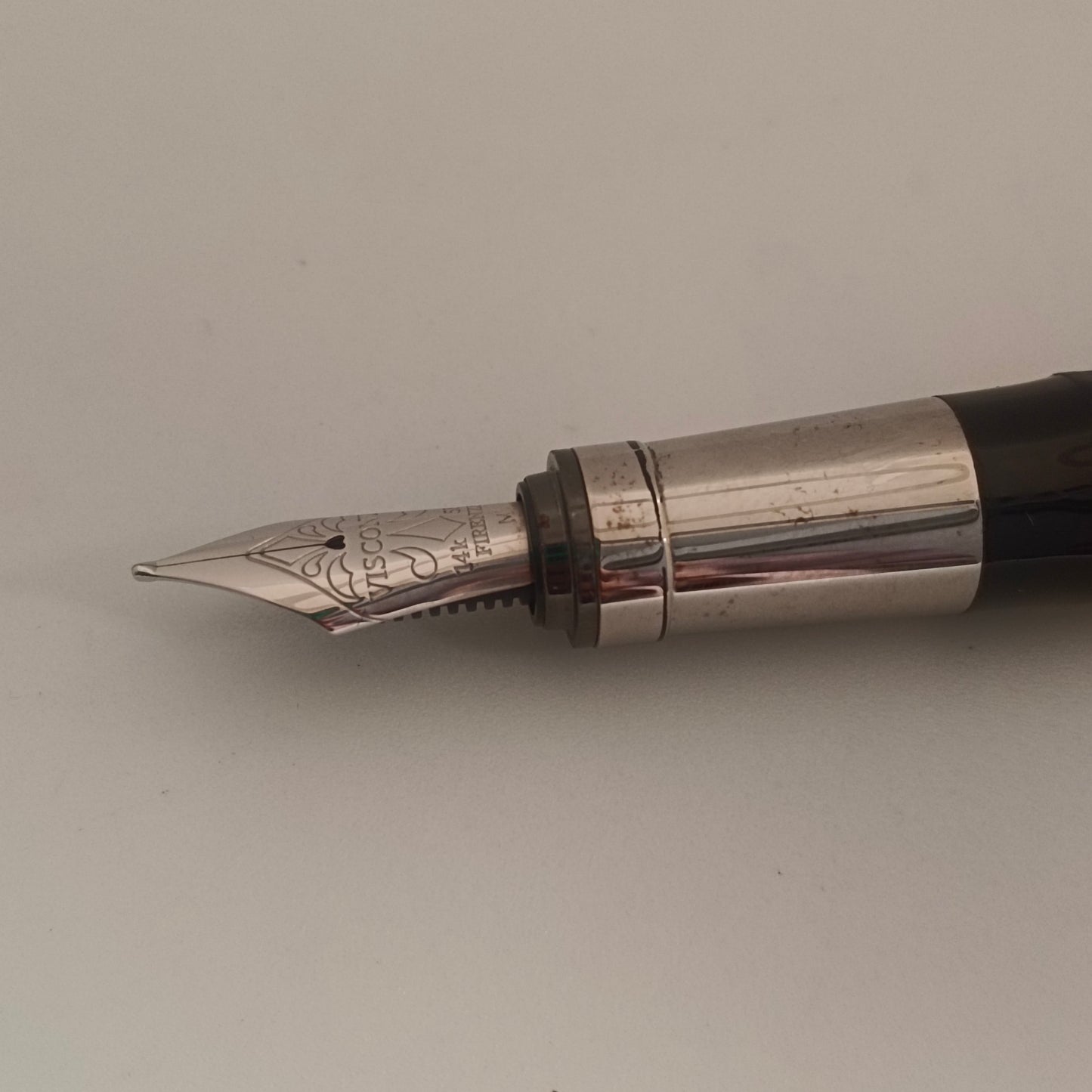 Visconti michelangelo Black Fountain Pen With Palladium Plated Trim