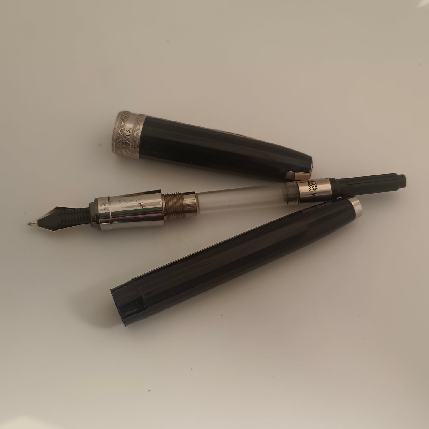 Visconti michelangelo Black Fountain Pen With Palladium Plated Trim