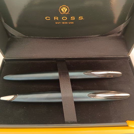 Cross verve Selenium Blue Pen Set - Fountain & ballpen