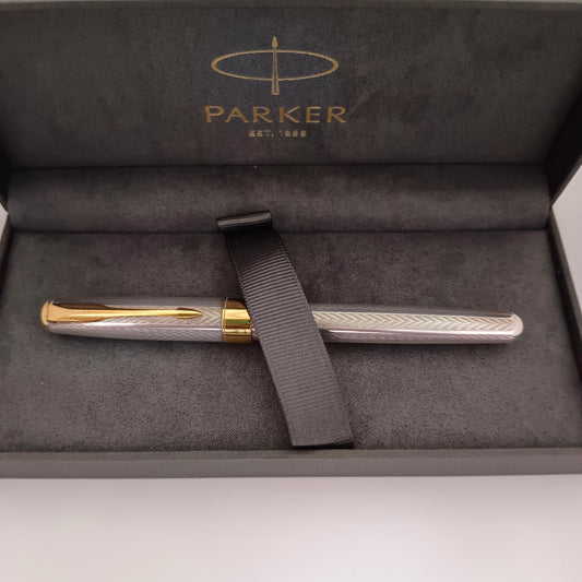 Parker Sonnet Fougere Sterling Silver GT 18Kt Gold Nib Fountain Pen