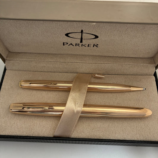 Parker 51 Signet Aeromatic 1/10 12kt Gold Filled Fountain Pen & Pencil Set