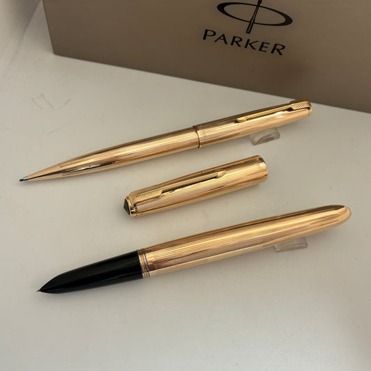 Parker 51 Signet Aeromatic 1/10 12kt Gold Filled Fountain Pen & Pencil Set