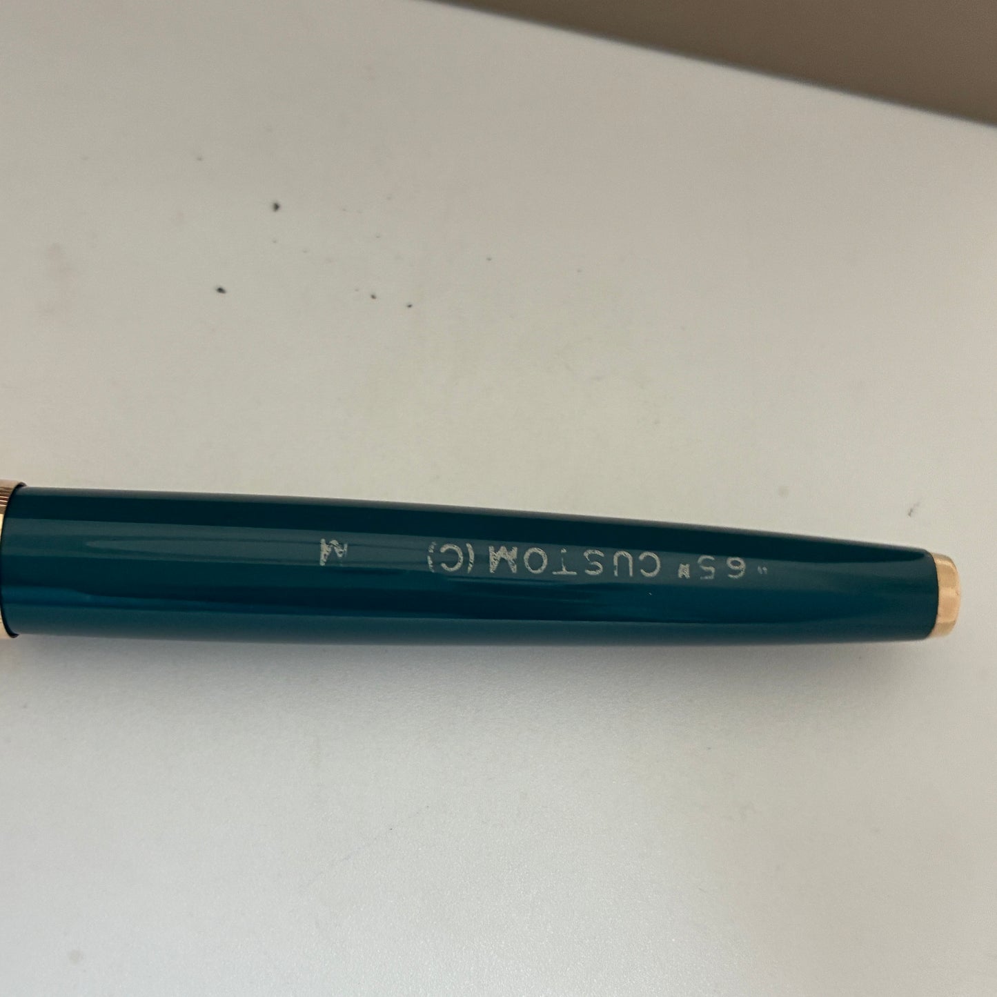 Parker 65 Custum Teal Blue Fountain Pen with Gold Filled Cap