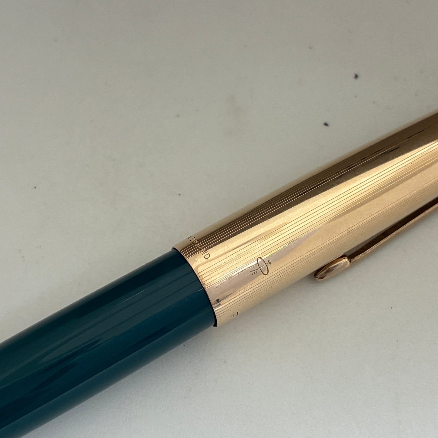 Parker 65 Custum Teal Blue Fountain Pen with Gold Filled Cap
