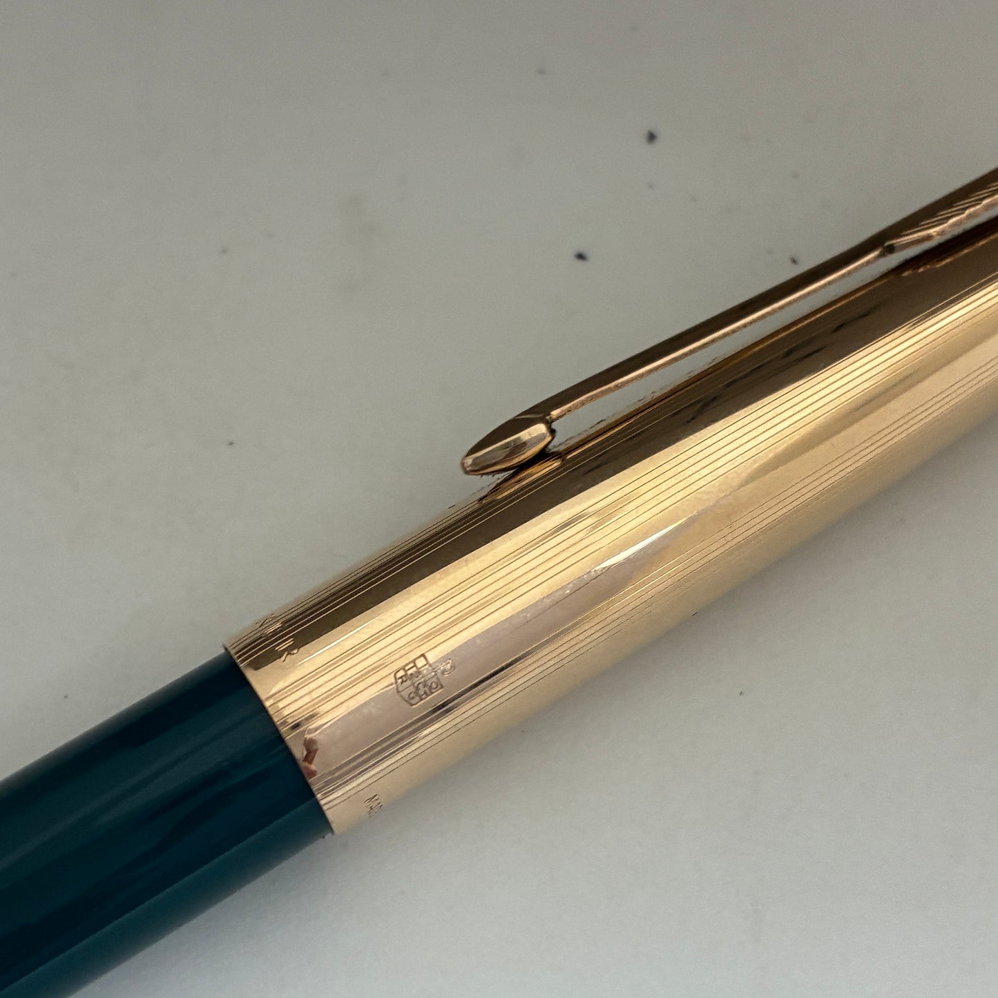 Parker 65 Custum Teal Blue Fountain Pen with Gold Filled Cap