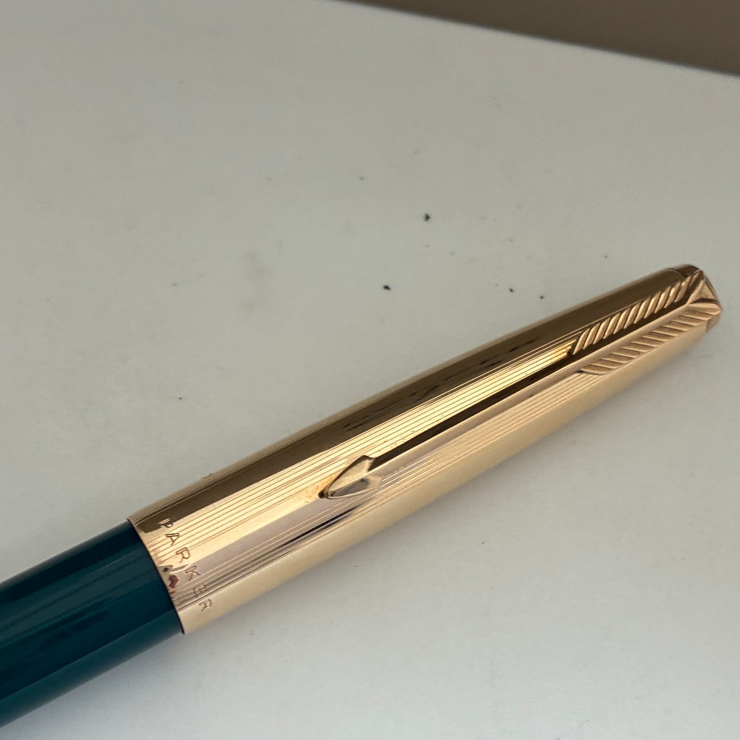 Parker 65 Custum Teal Blue Fountain Pen with Gold Filled Cap
