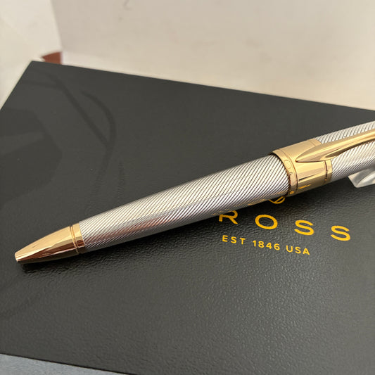 Cross Apogee Sterling Silver Ballpen - Gold Trim