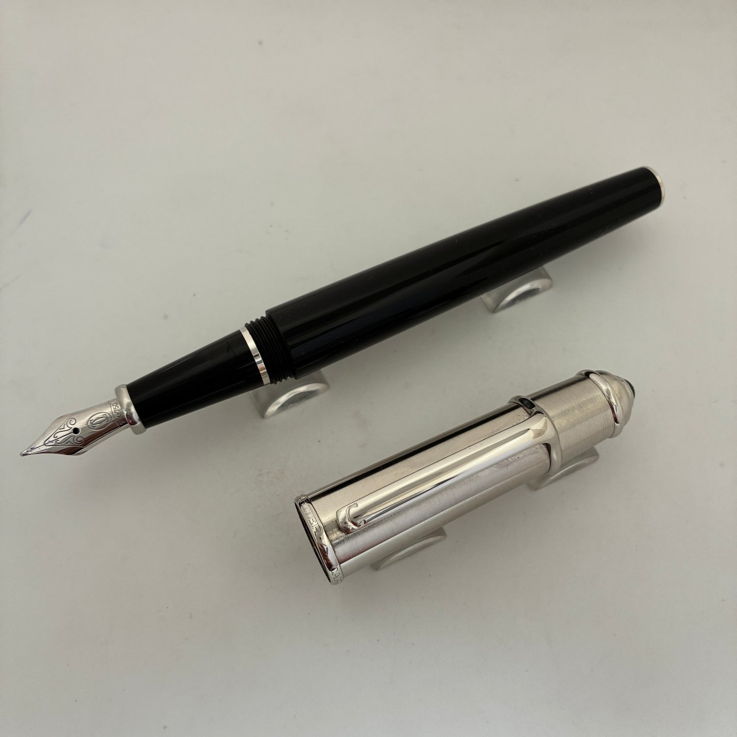 Cartier Diabolo (Full Size) Black With Brushed Steel Fountain Pen