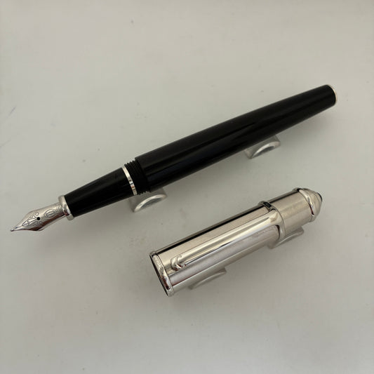 Cartier Diabolo (Full Size) Black With Brushed Steel Fountain Pen