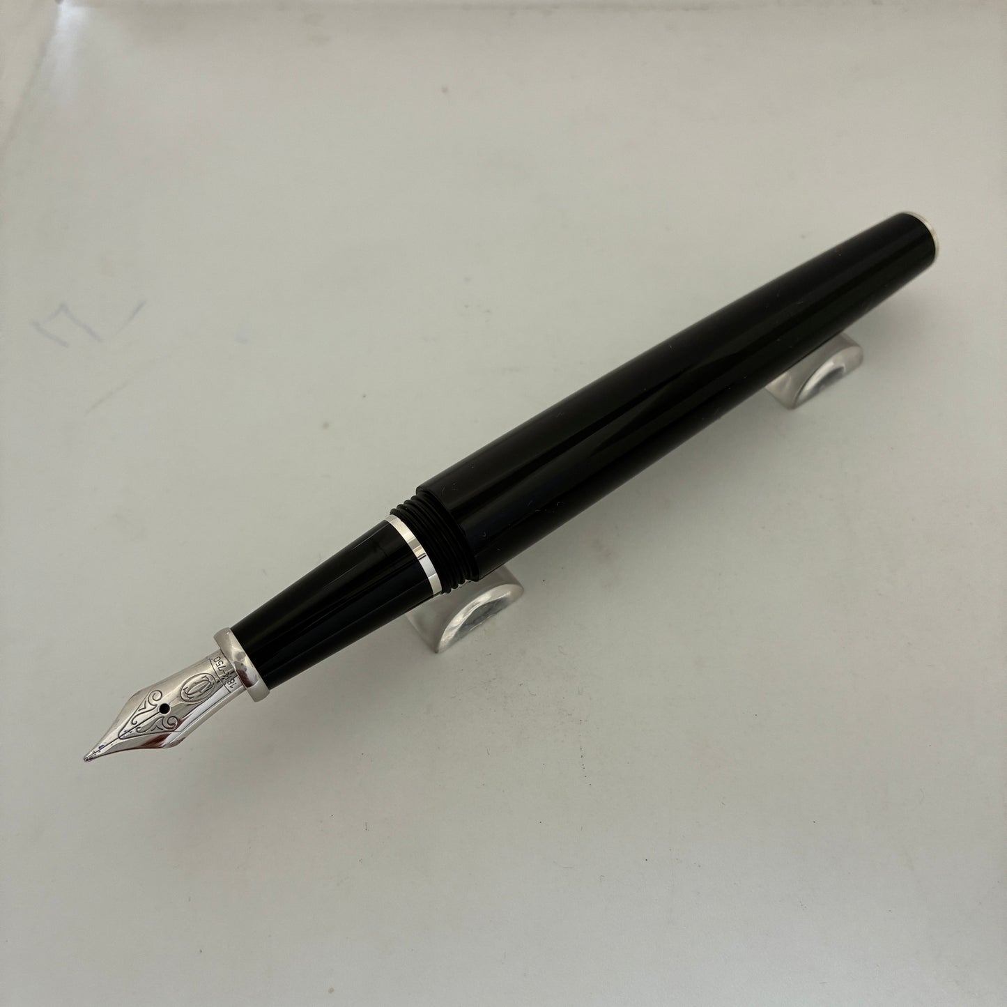 Cartier Diabolo (Full Size) Black With Brushed Steel Fountain Pen