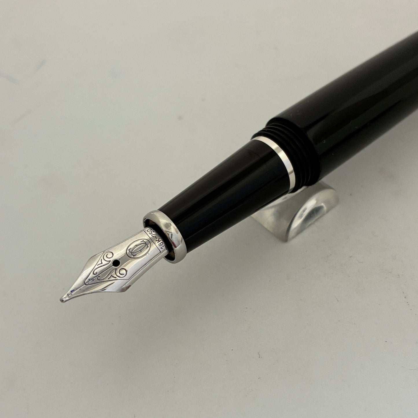 Cartier Diabolo (Full Size) Black With Brushed Steel Fountain Pen