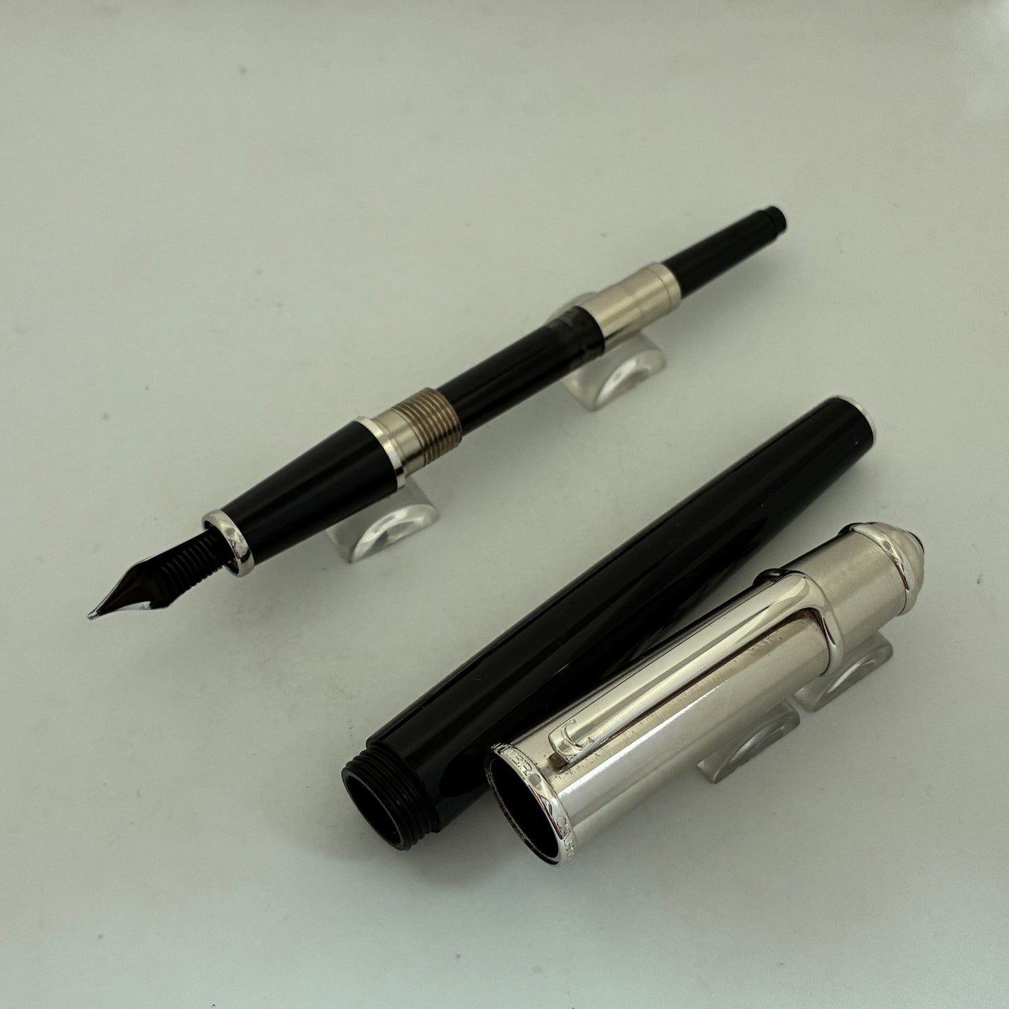 Cartier Diabolo (Full Size) Black With Brushed Steel Fountain Pen