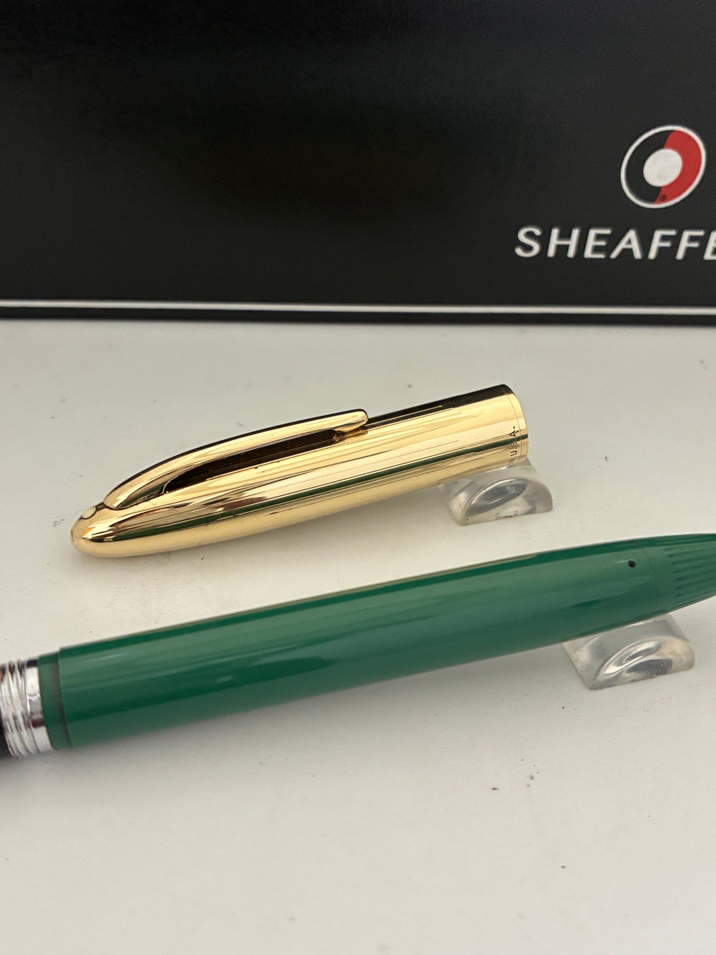 Sheaffer Vintage Snorkel Green Fountain Pen with 14kt Gold Nib