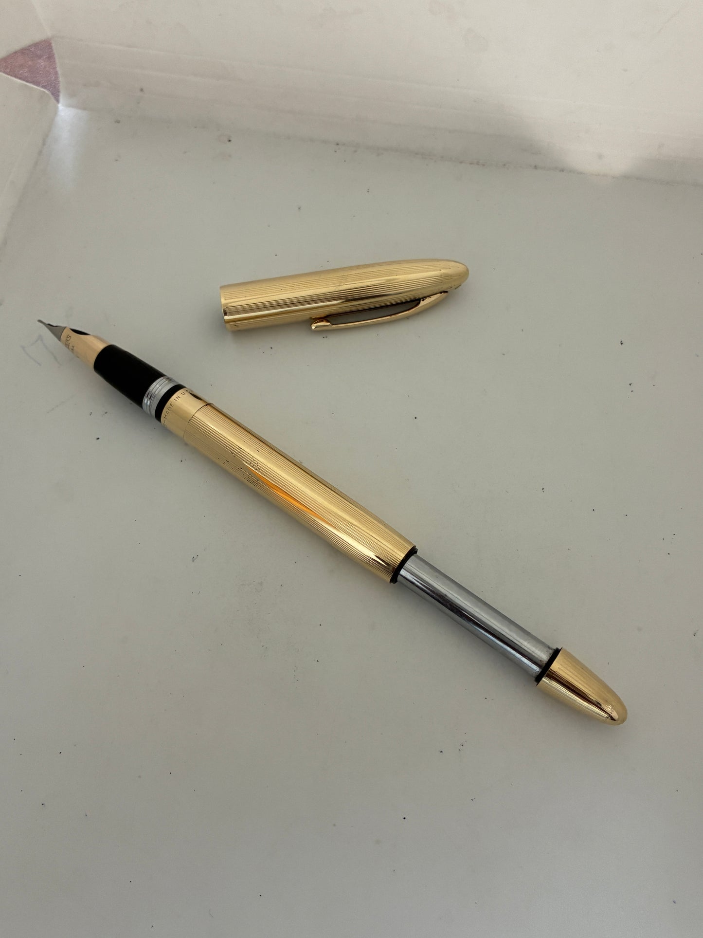 Sheaffer golden Snorkel triumph 14kt gold fountain pen