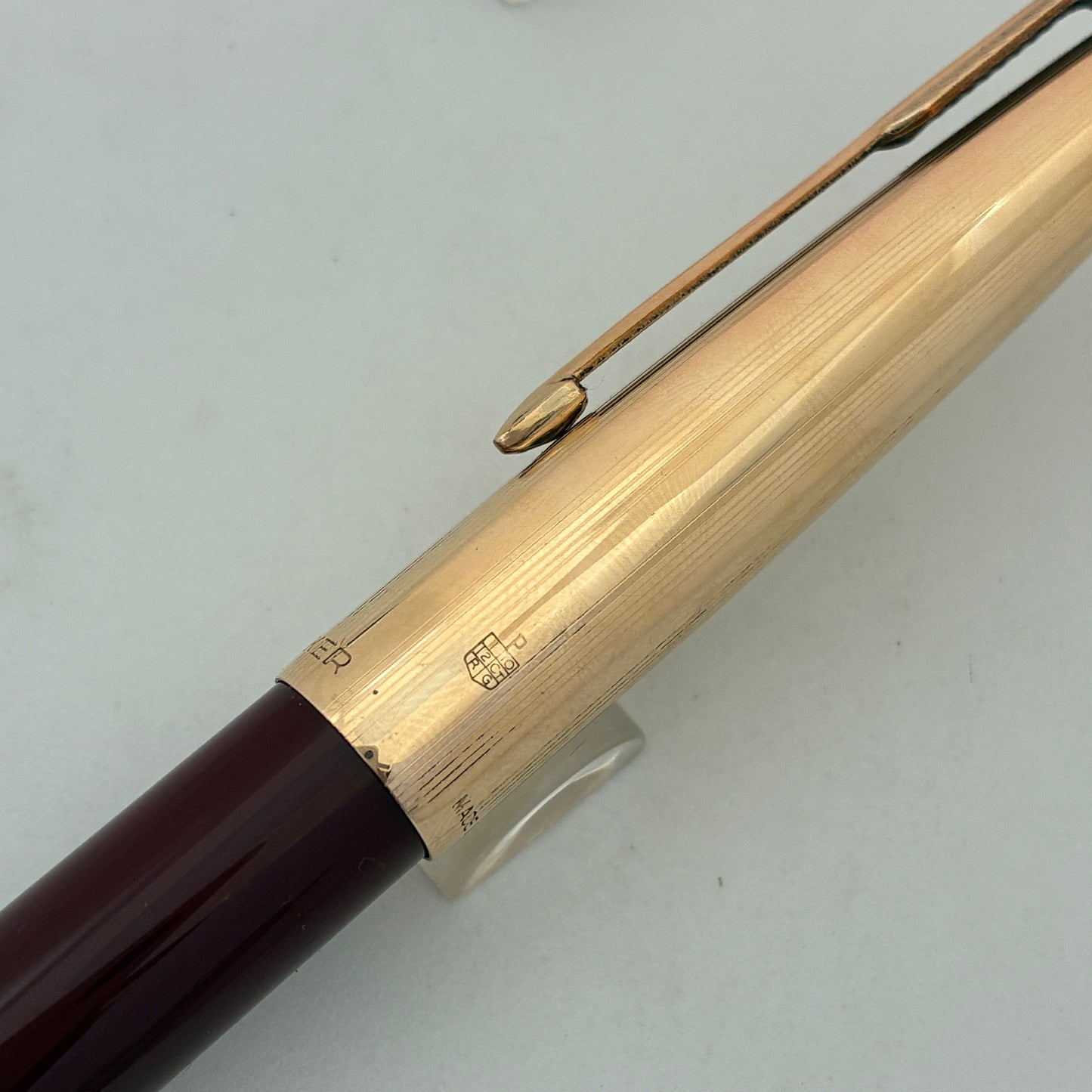 Parker 65 Custum Burgundy Fountain Pen with Gold Filled Cap