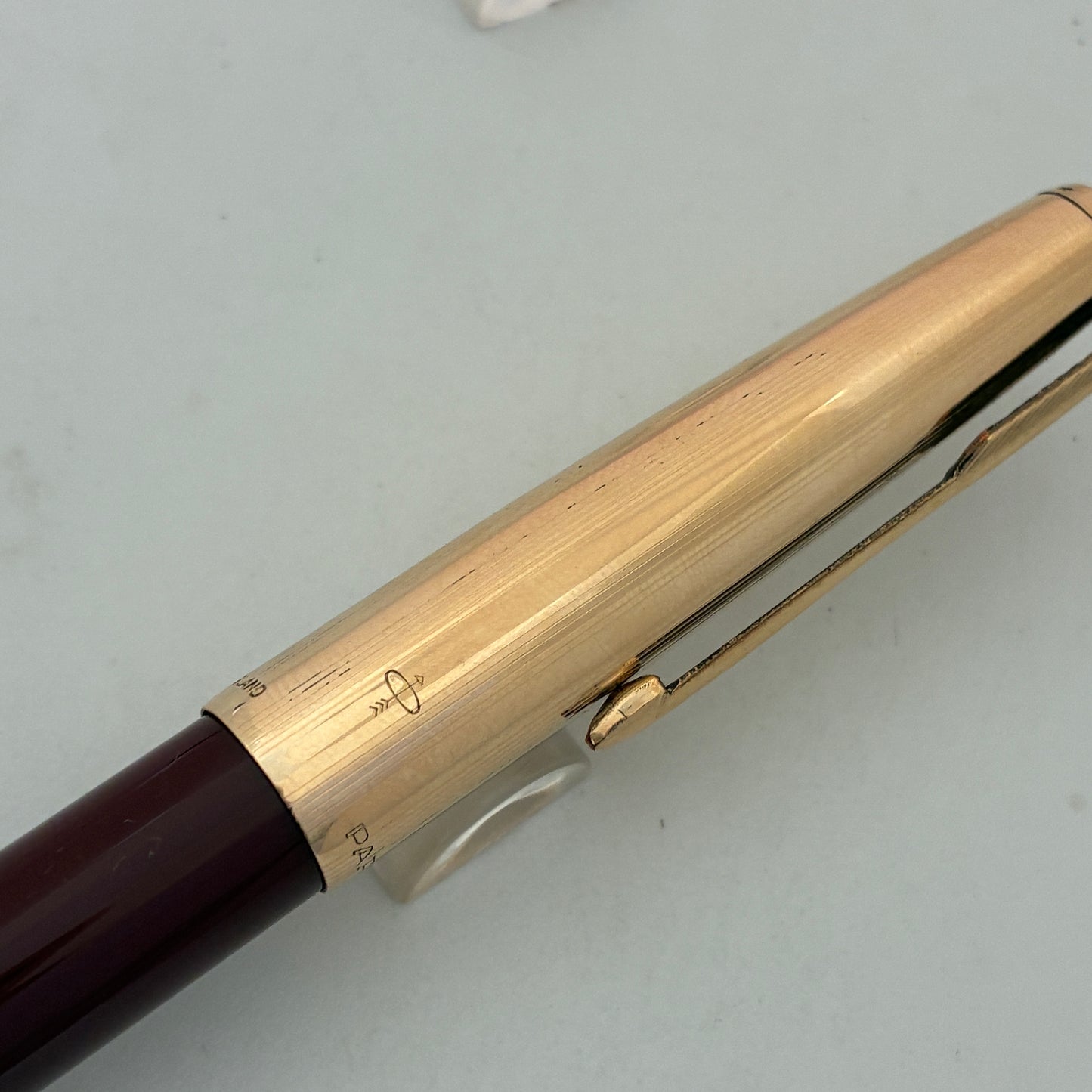 Parker 65 Custum Burgundy Fountain Pen with Gold Filled Cap