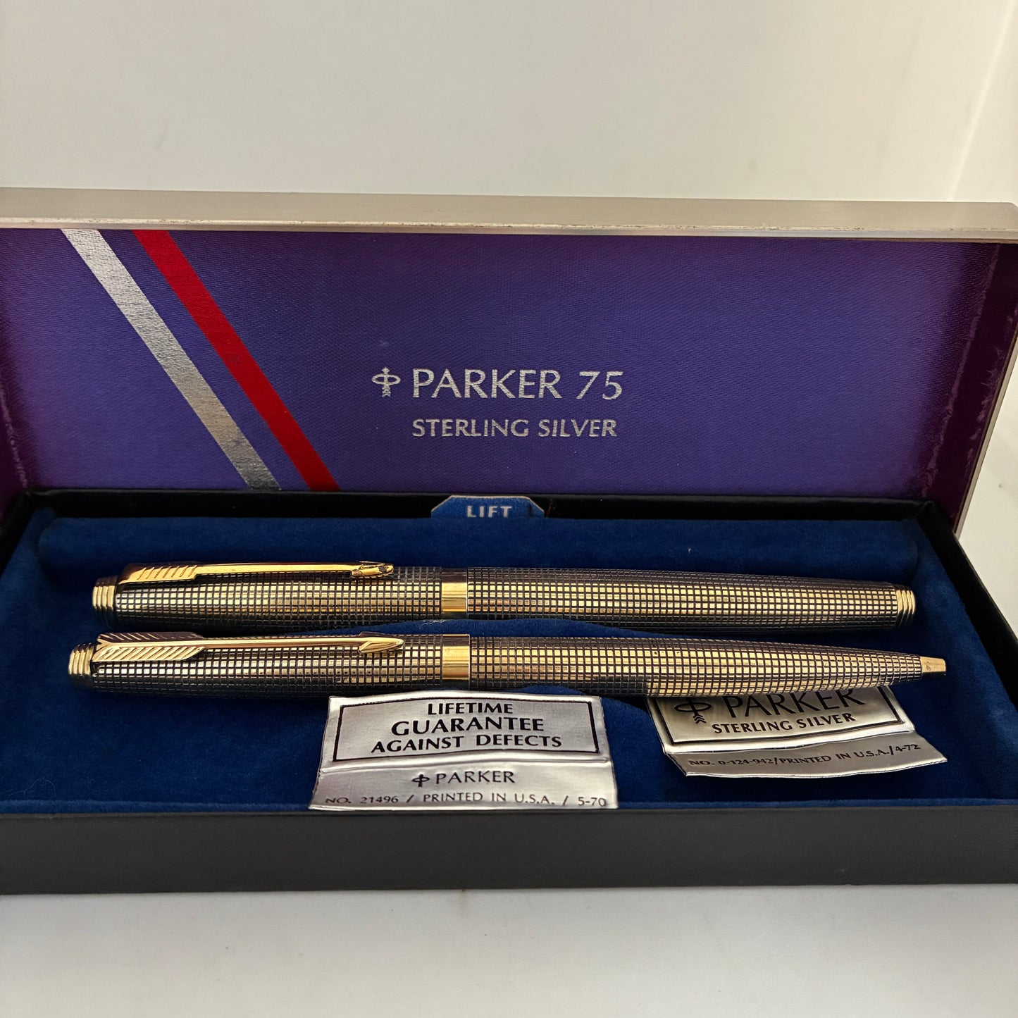 Vintage Parker 75 Cisele Vermeil Fountain & Ball Pen Set