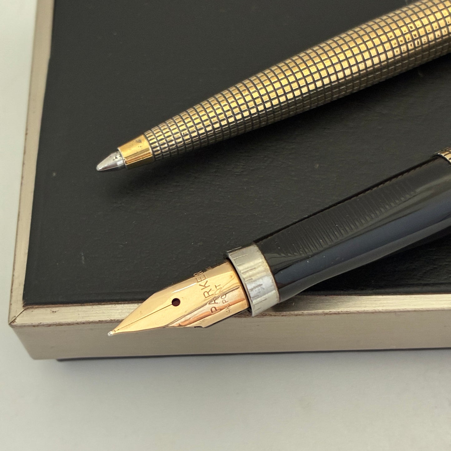 Vintage Parker 75 Cisele Vermeil Fountain & Ball Pen Set