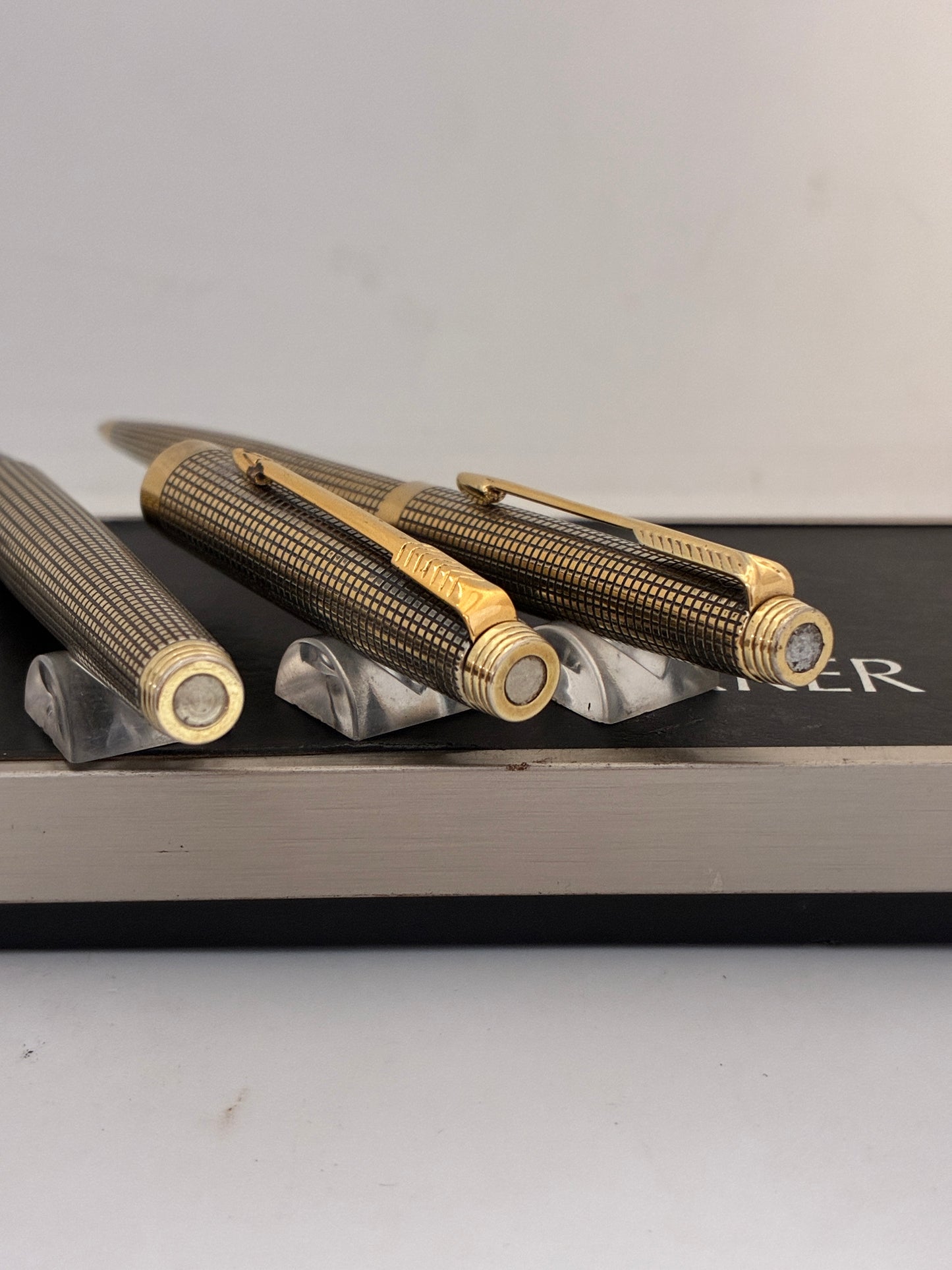 Vintage Parker 75 Cisele Vermeil Fountain & Ball Pen Set