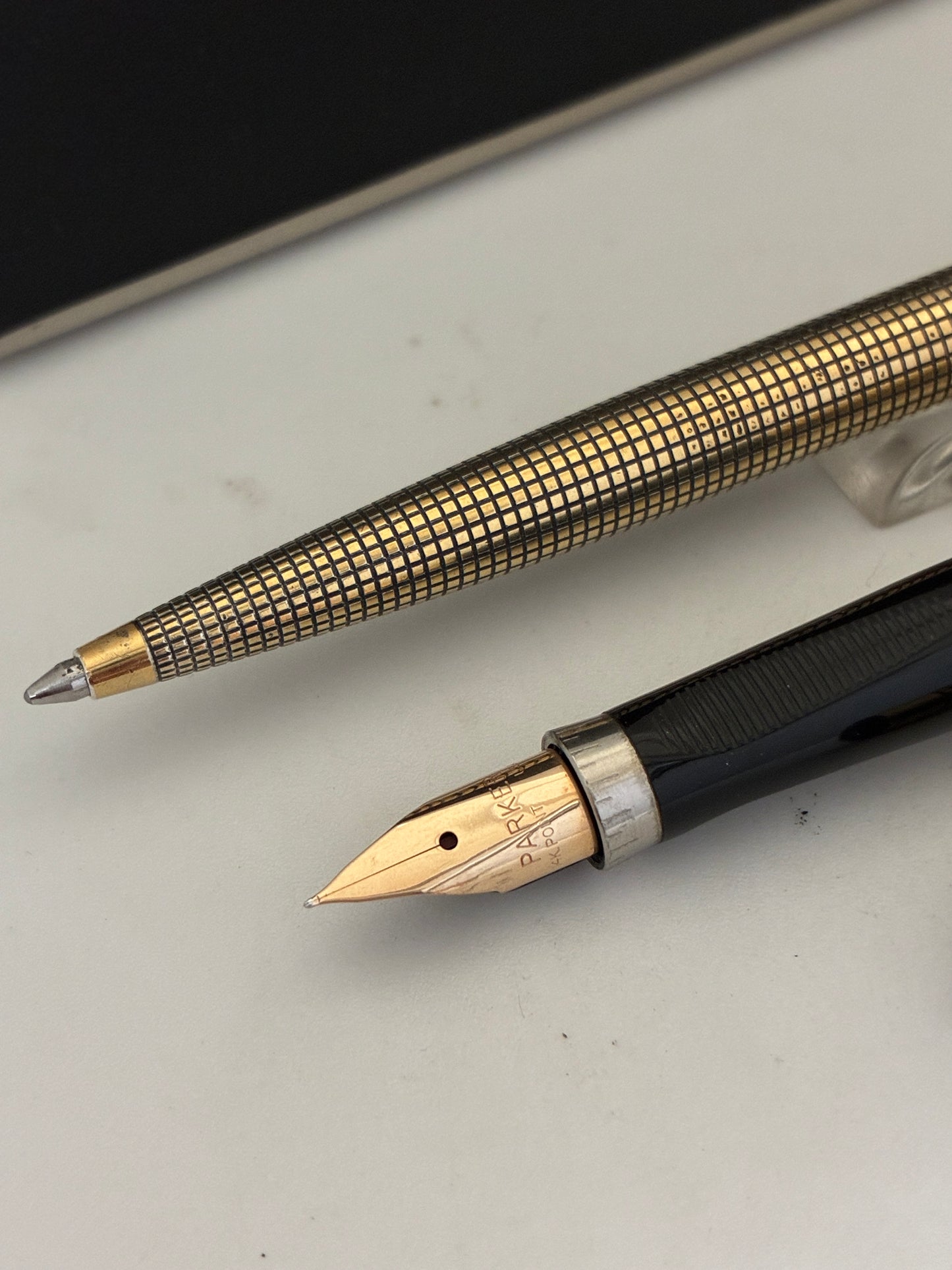 Vintage Parker 75 Cisele Vermeil Fountain & Ball Pen Set