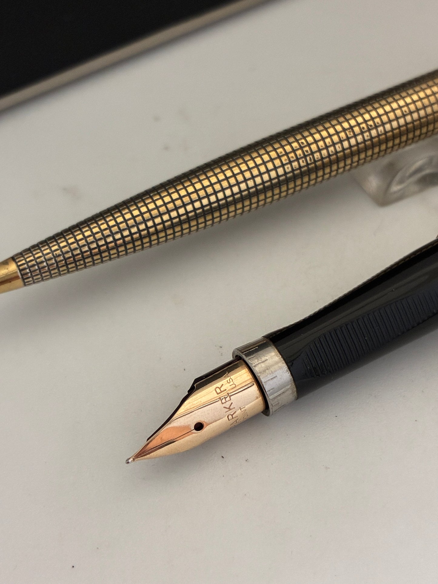 Vintage Parker 75 Cisele Vermeil Fountain & Ball Pen Set